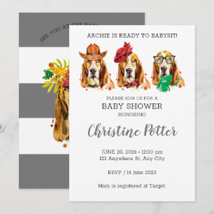 Basset Hound Puppy Theme Baby Shower Invitation