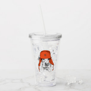 Basset Hound Red Ushanka Hat Acrylic Tumbler