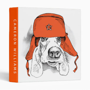 Basset Hound Red Ushanka Hat Add Your Name Binder