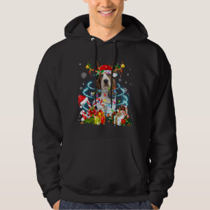 Basset Hound Reindeer Christmas Tree Lights Pajama Hoodie