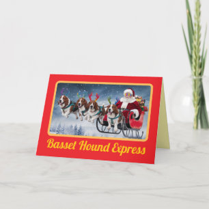 Basset Hound Reindeer Holiday Card