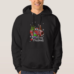 Basset Hound Riding Red Truck Xmas Merry Christmas Hoodie
