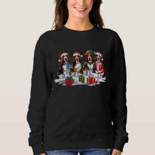 Basset hound Santa hat antlers elf Christmas light Sweatshirt