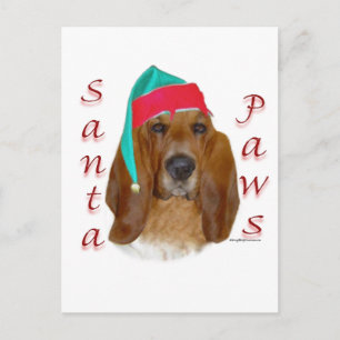 Basset Hound Santa Paws Holiday Postcard