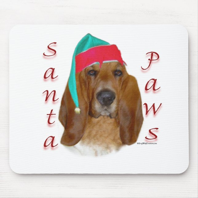 Basset Hound Santa Paws Mouse Pad (Front)