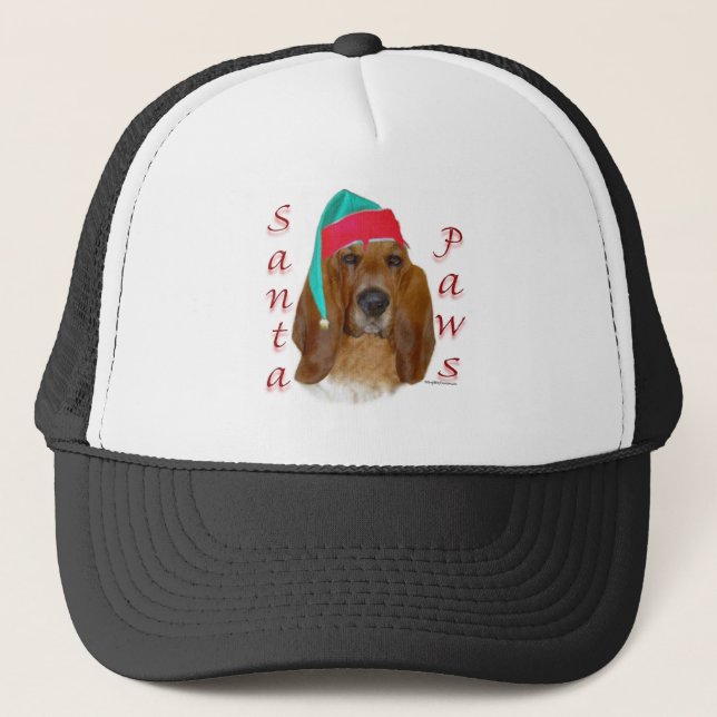 Basset Hound Santa Paws Trucker Hat (Front)