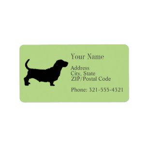 Basset Hound Silhouette Label