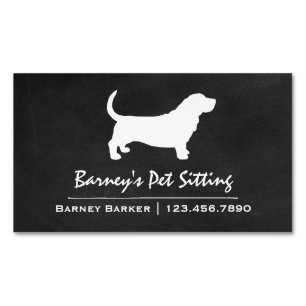 Basset Hound Silhouette Magnetic Business Card