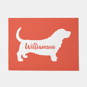 Basset Hound Silhouette Personalized Doormat