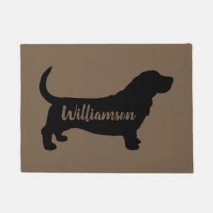 Basset Hound Silhouette Personalized Doormat