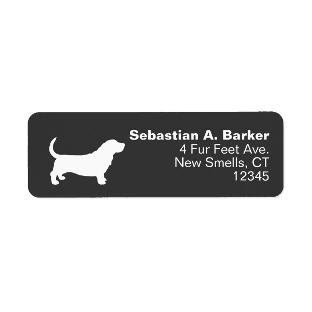 Basset Hound Silhouette Return Address Labels (Front)