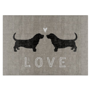 Basset Hound Silhouettes Love Cutting Board
