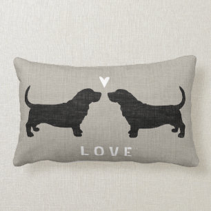 Basset Hound Silhouettes Love Lumbar Pillow