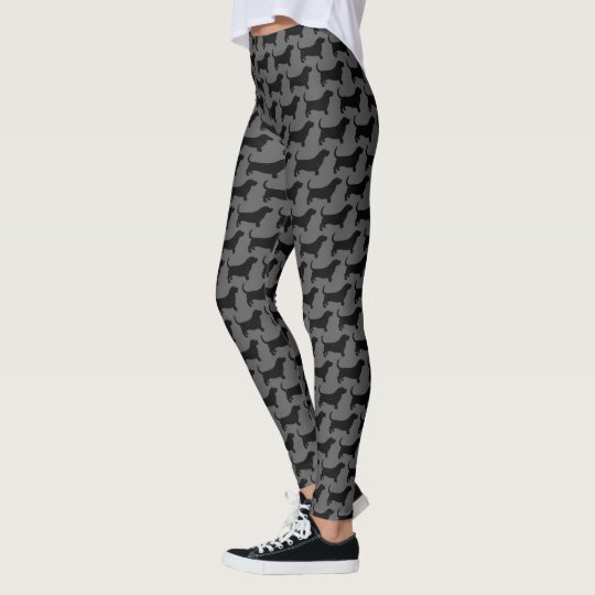 Basset Hound Silhouettes Pattern Leggings