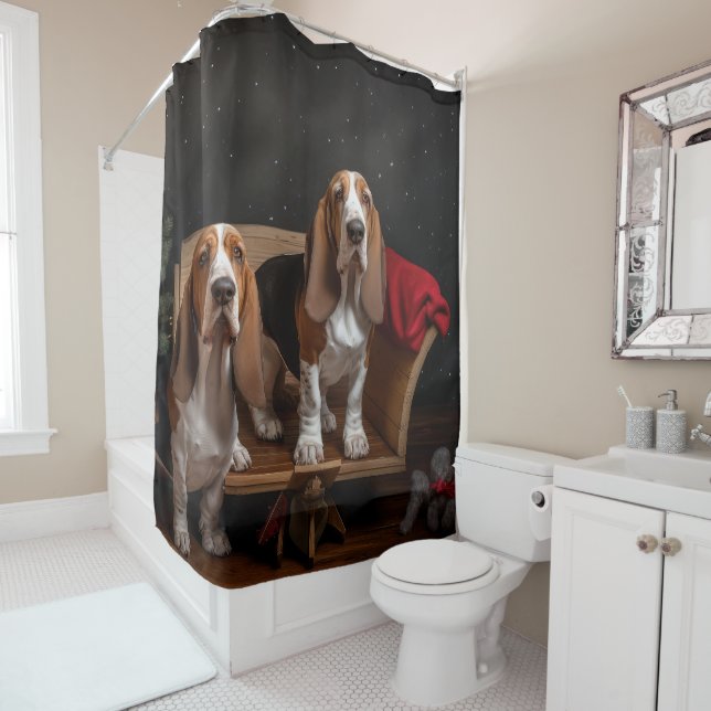 Basset Hound Snowy Sleigh Christmas Decor  (In Situ)