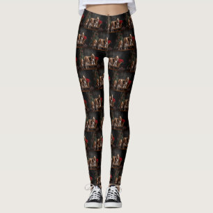 Basset Hound Snowy Sleigh Christmas Decor  Leggings