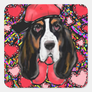 Basset Hound Square Sticker