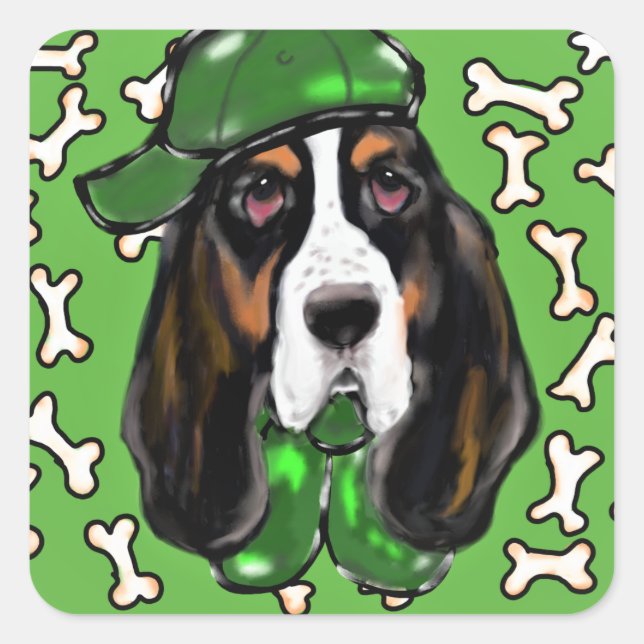 Basset Hound Square Sticker (Front)