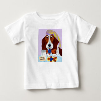 Basset Hound Stealing Santa's Cookies Baby T-Shirt