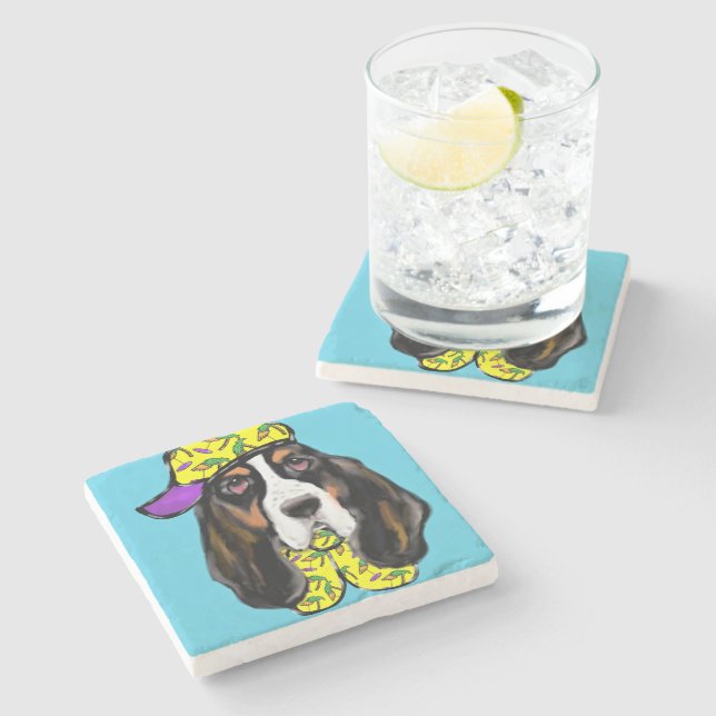 Basset Hound Stone Coaster (Side)