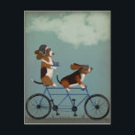 Basset Hound Tandem Postcard<br><div class="desc">Basset Hound Tandem by Fabfunky. Features basset hounds riding a bicycle in a whimsical, steampunk style. | 192024D</div>