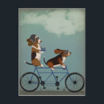 Basset Hound Tandem Postcard<br><div class="desc">Basset Hound Tandem by Fabfunky. Features basset hounds riding a bicycle in a whimsical, steampunk style. | 192024D</div>