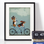 Basset Hound Tandem Poster<br><div class="desc">Basset Hound Tandem by Fabfunky. Features basset hounds riding a bicycle in a whimsical, steampunk style. | 192024D</div>