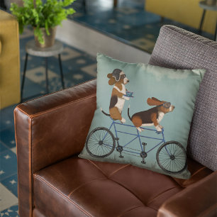 Basset Hound Tandem Throw Pillow