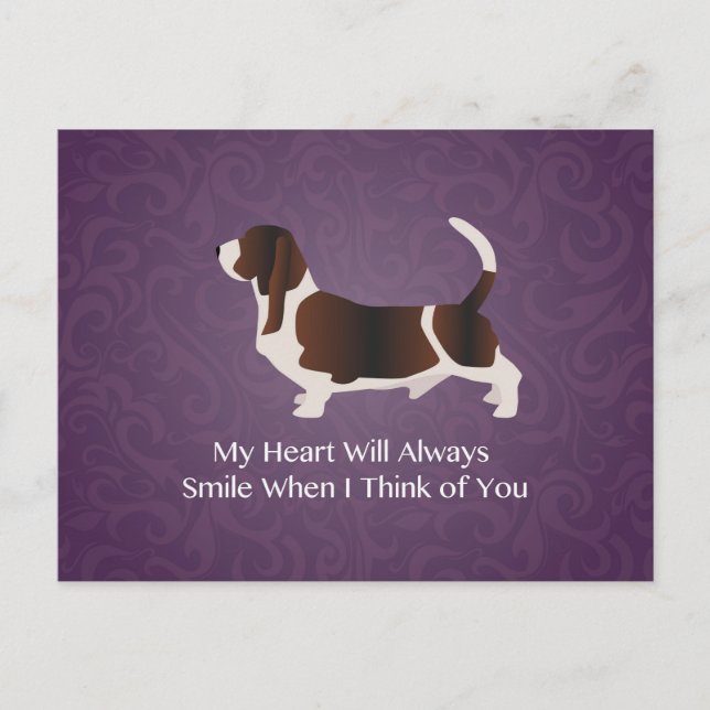 Basset Hound Thinking of You Design Postcard (Front)