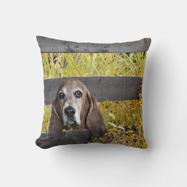 Basset hound throw pillow (Front)