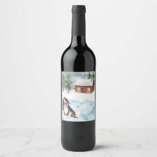 Basset Hound (Tri) Wine Label
