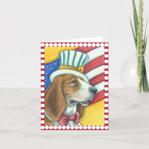 BASSET HOUND UNCLE SAM, DOG NOTE CARD Blank