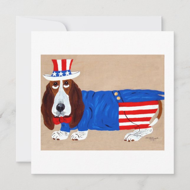 Basset Hound Uncle Sam Holiday Card (Front)