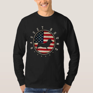 Basset Hound Usa Flag 4th July Dog Mom Dad T-Shirt