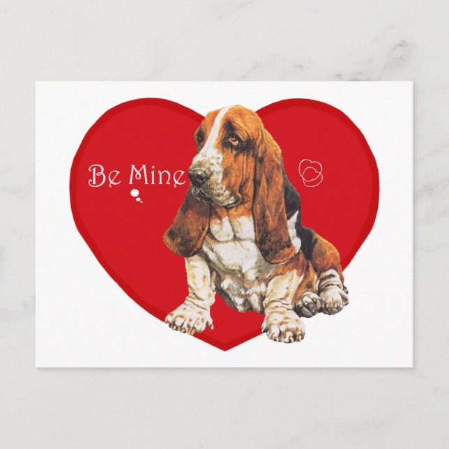 Basset Hound Valentine Holiday Postcard (Front)