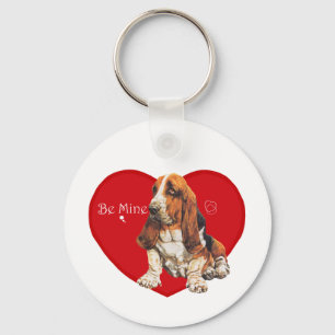 Basset Hound Valentine Keychain