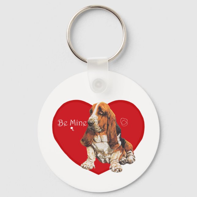 Basset Hound Valentine Keychain (Front)