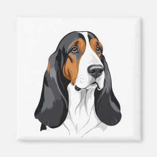 Basset Hound Vector Graphic Art Portrait Animal  Magnet