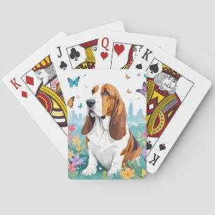 Basset Hound Vintage Animal Nature City Street Art Playing Cards