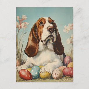 Basset Hound Vintage Easter Postcard