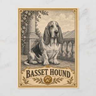 Basset Hound, Vintage Heritage Dog Postcard