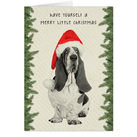 Basset Hound Vintage Style Christmas Card