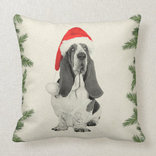 Basset Hound Vintage Style Christmas Throw Pillow