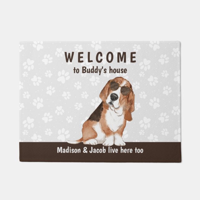 Basset Hound Watchdog Doormat (Front)