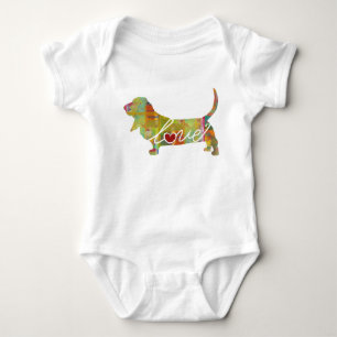 Basset Hound Watercolor Baby Bodysuit