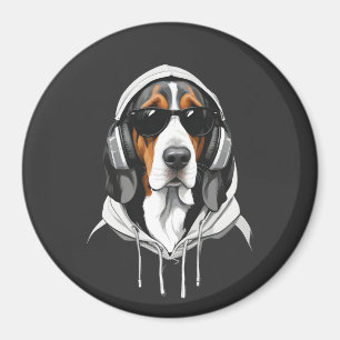 Basset Hound Wearing Hoodie Funny Cool Animal Art Magnet