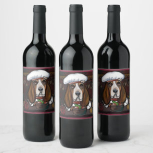 BASSET HOUND WINE LABEL