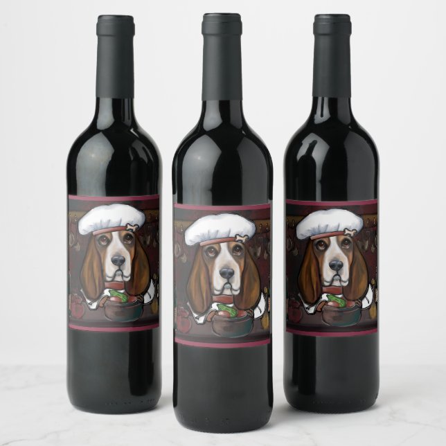 BASSET HOUND WINE LABEL (Bottles)