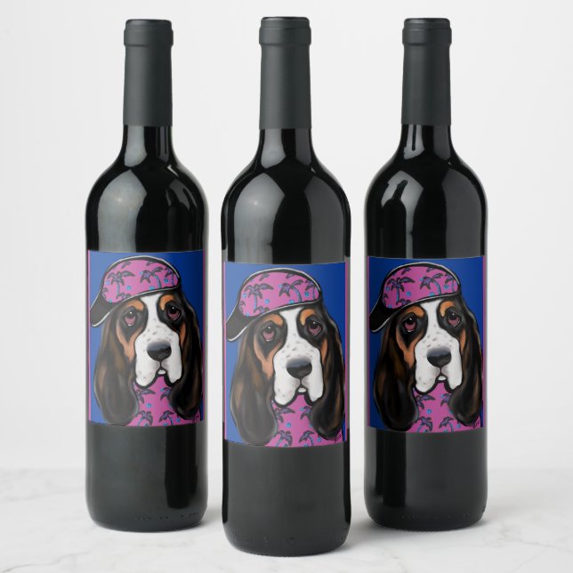 Basset Hound Wine Label (Bottles)