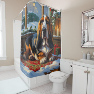 Basset Hound With Christmas Lights Holiday